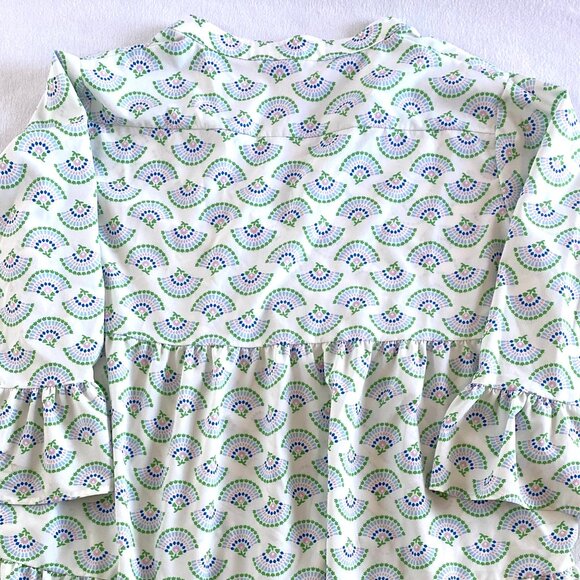 Michelle McDowell dress Extra Large white green blue pink ruffle beach cover up - Picture 7 of 8